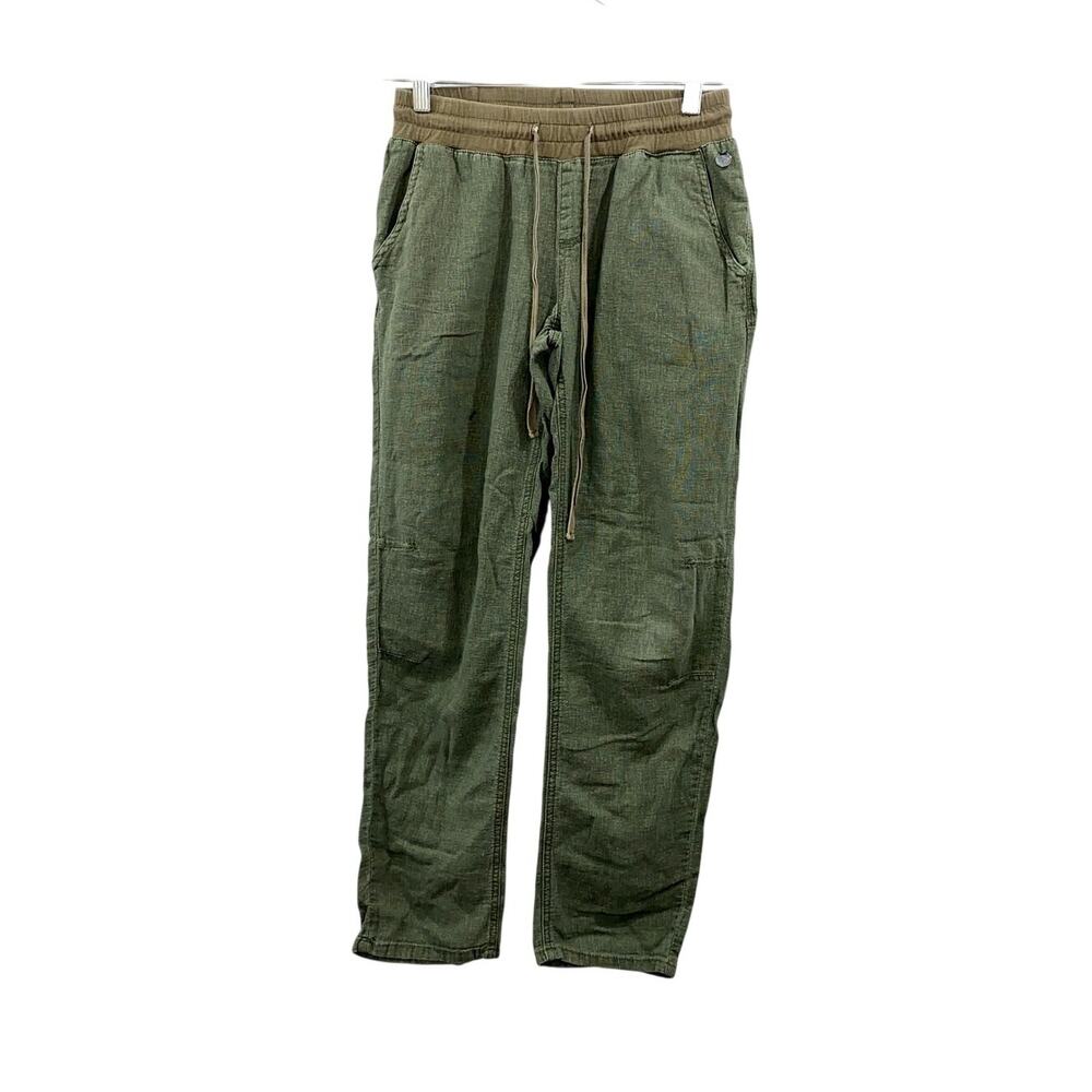 Roxy Womens Olive Green Linen Blend Drawstring Casual Pants Small